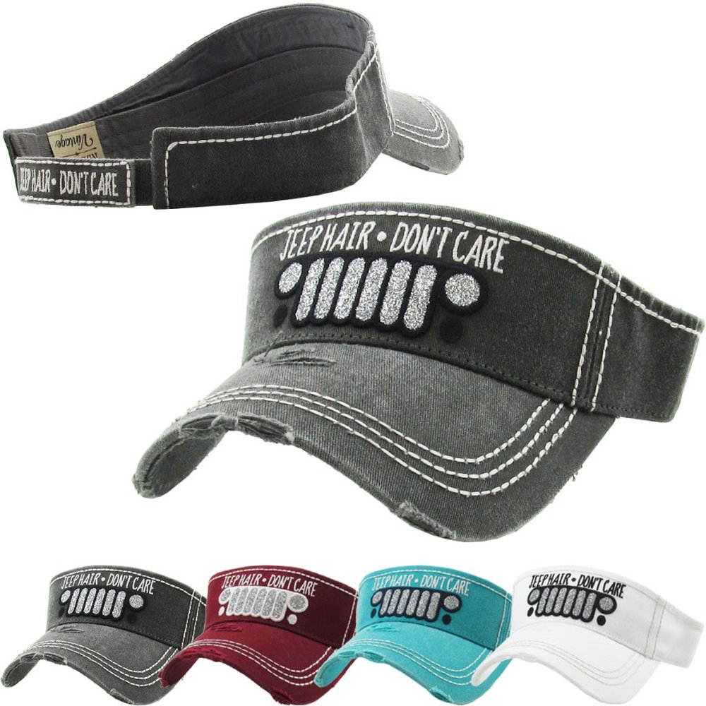 Jeep Hair Don't Care Charcoal/Black Visor Glitter